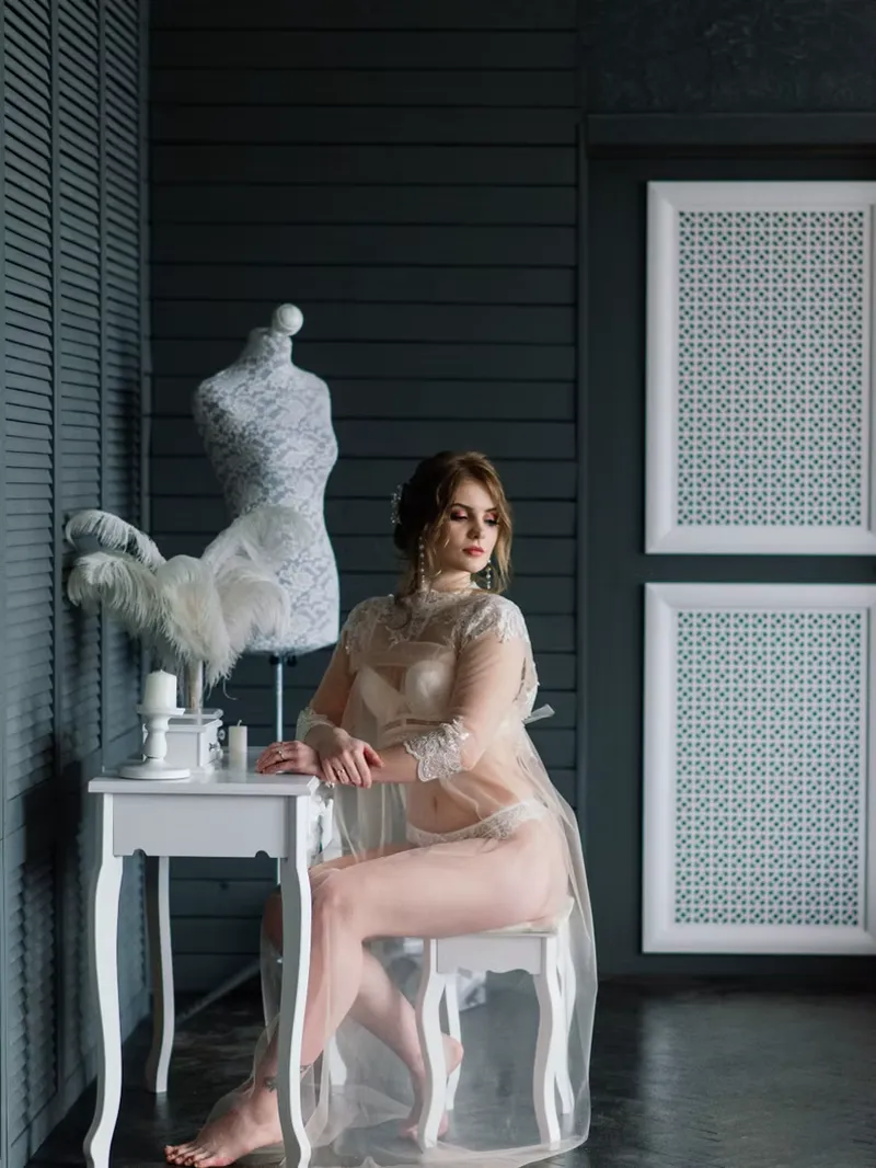One of the studio sets, dressed with a dressing table and a tailor's dummy